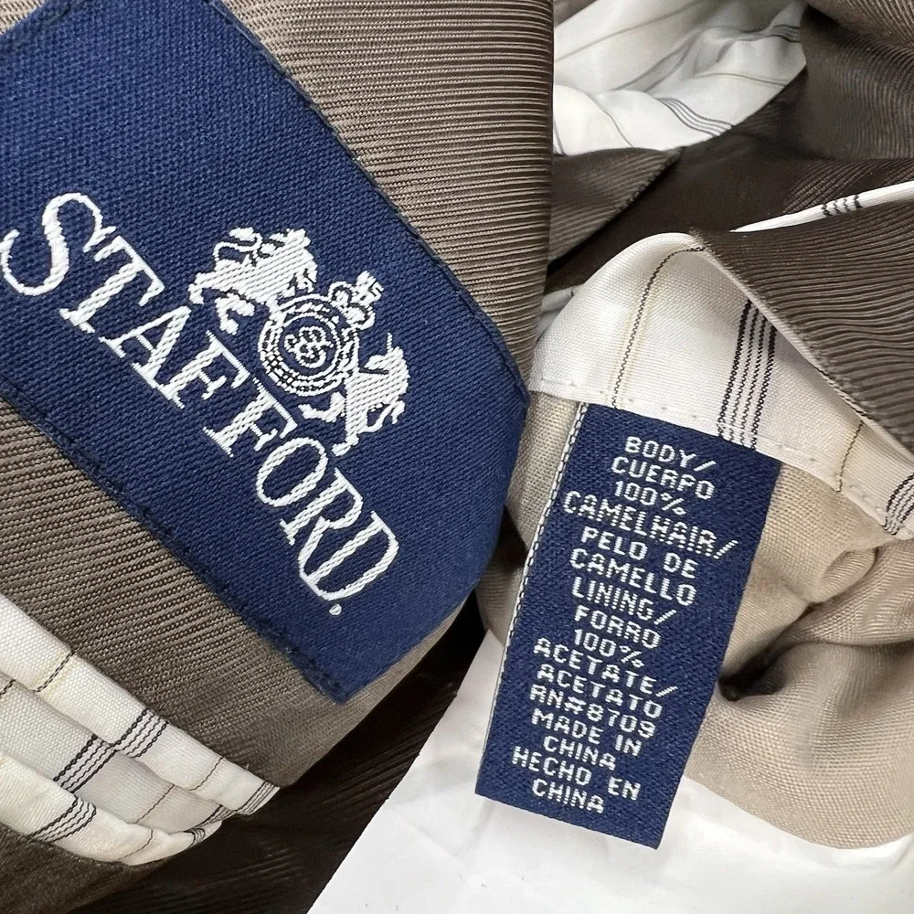 Stafford‎ Camel Hair Blazer Jacket Sport Coat Mens 40R Classic Fit Brown